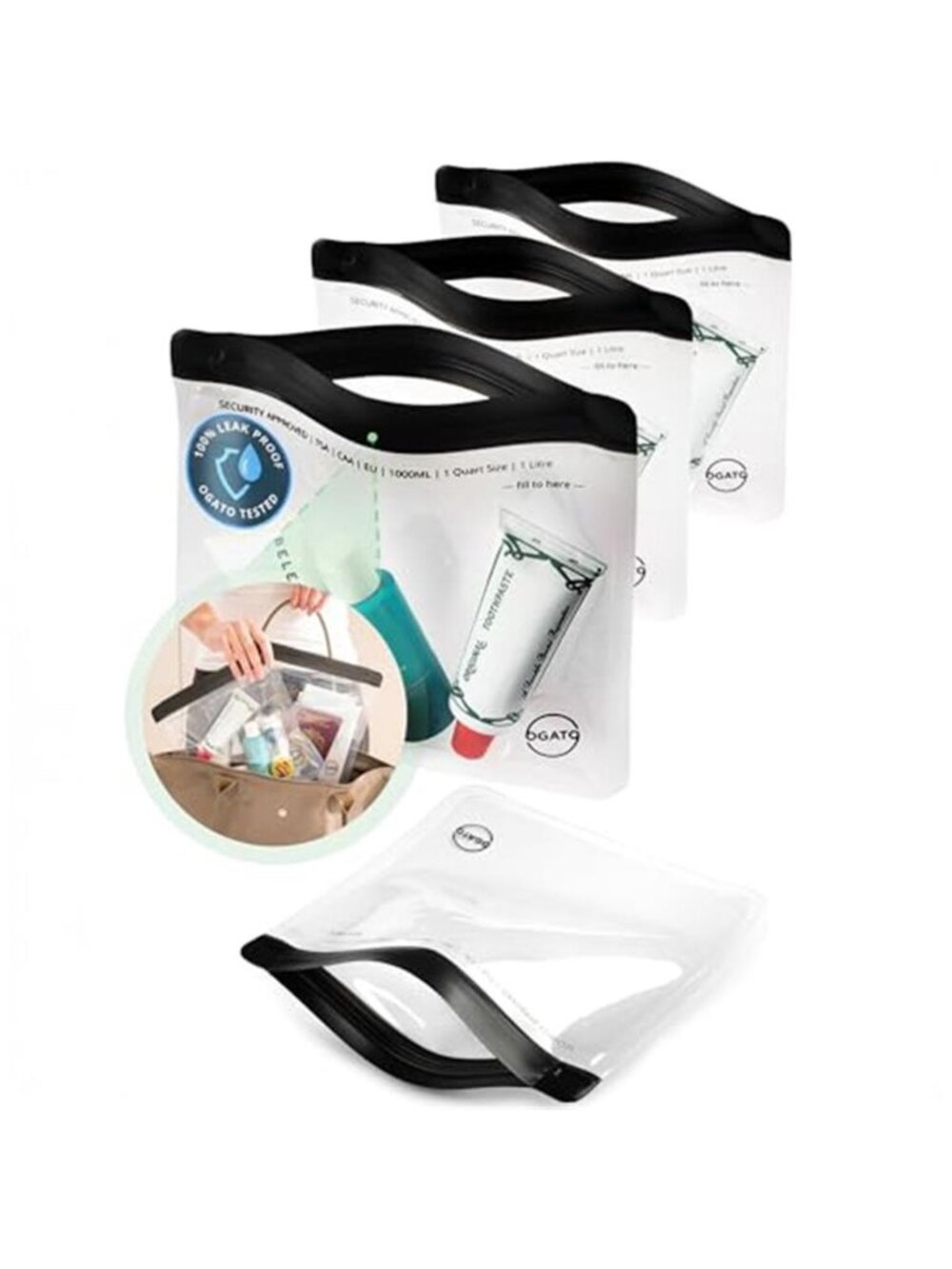 TSA Approved Clear Toiletry Bags Leakproof Travel Cosmetic Pouches 3 Pack